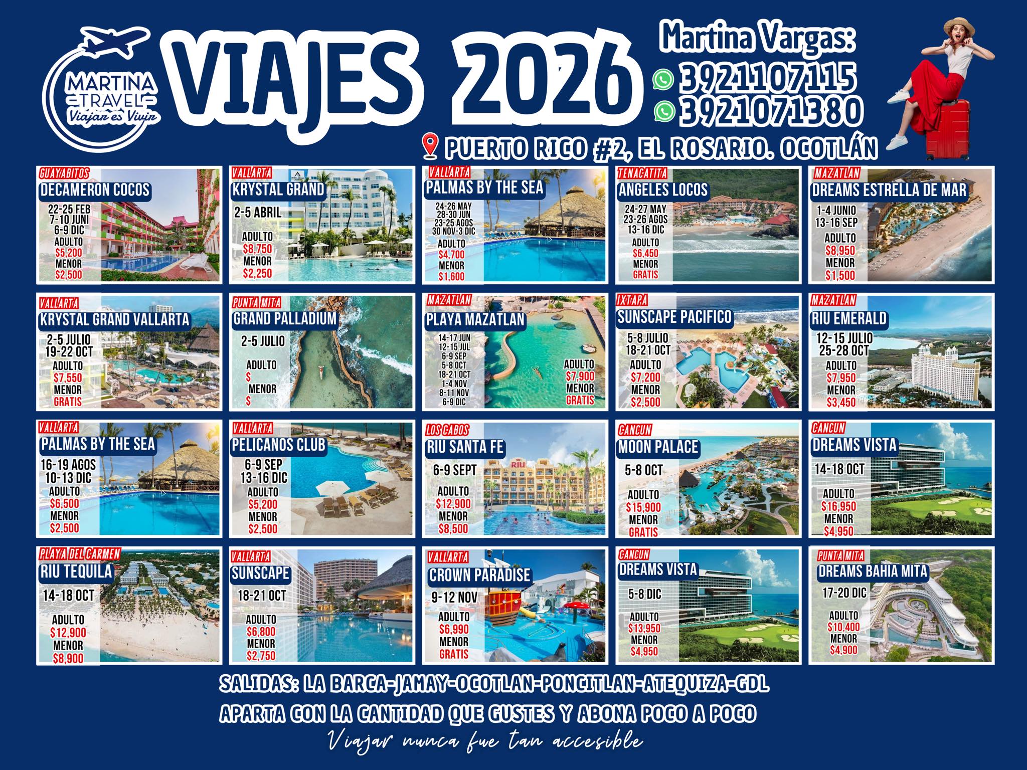 Calendario de viajes 2026 Martina Travel